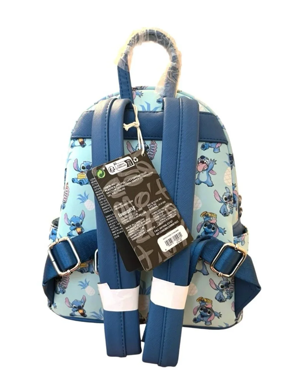 Loungefly Lilo & Stitch Snacking Pineapple Snow Cone Pizza AOP Mini Backpack NWT